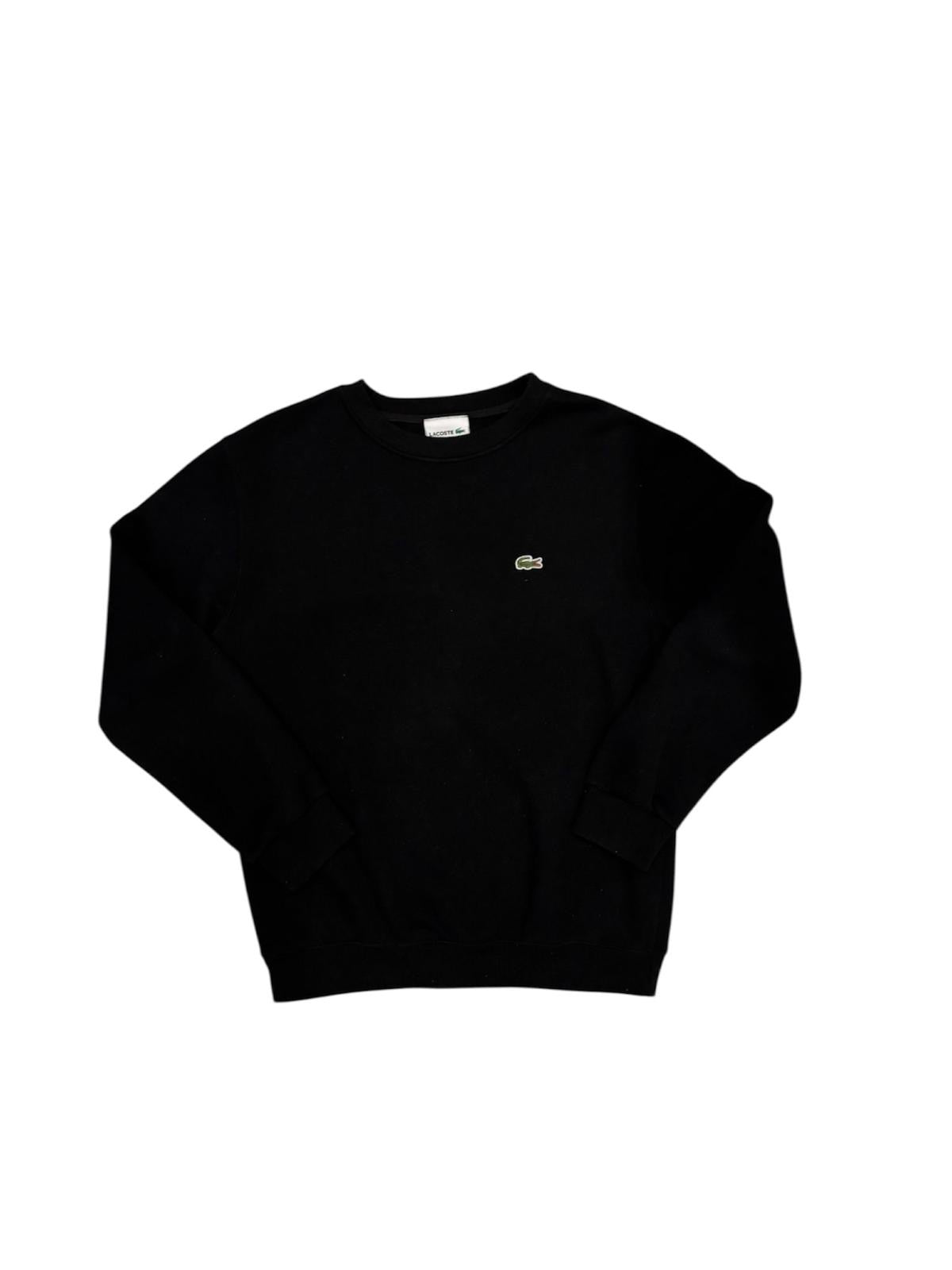 Lacoste Black Crewneck Sweatshirt Classic Crocodile Logo - Excellent Condition