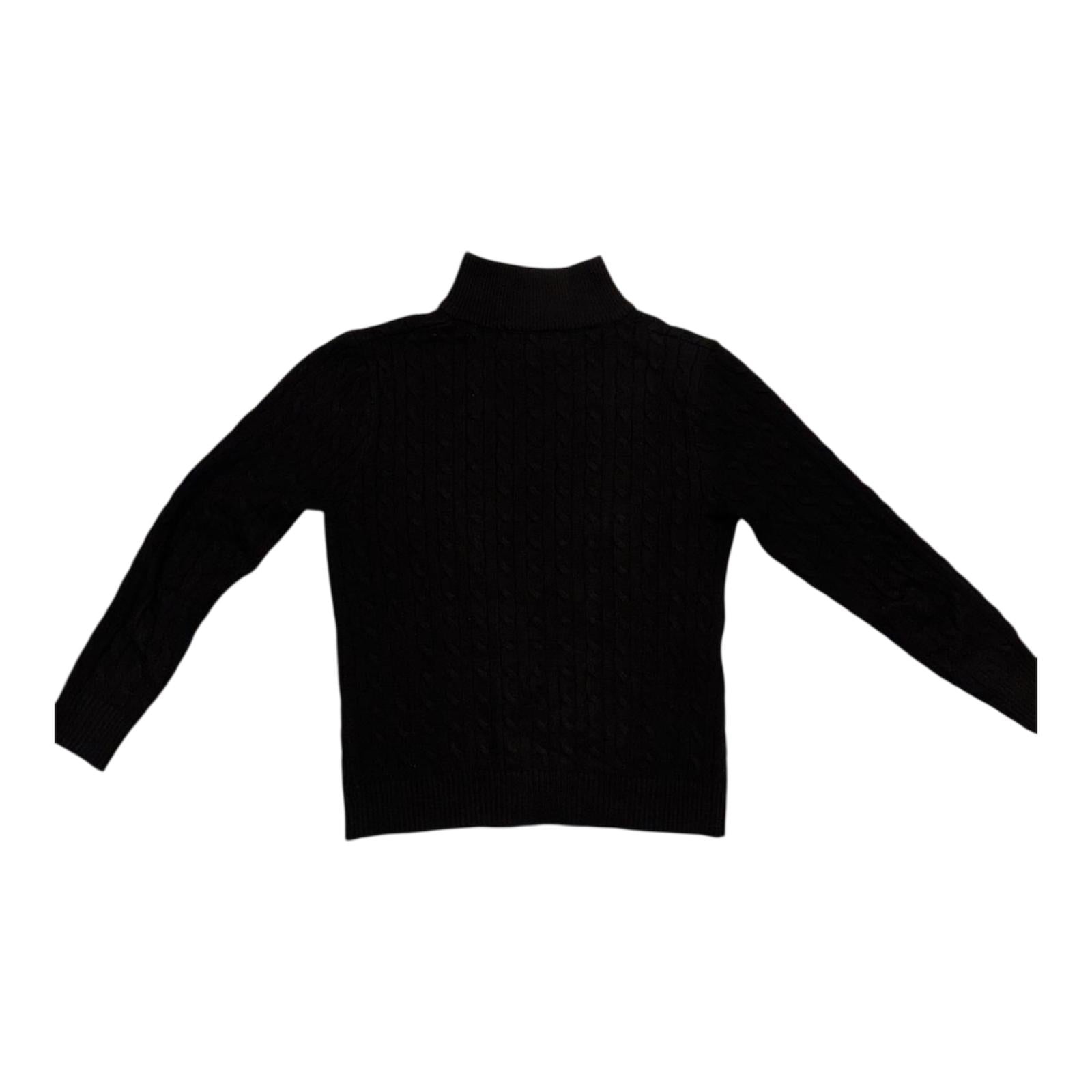 Ralph Lauren Quarter Zip Knit Sweater – Black, Red Logo, Size M